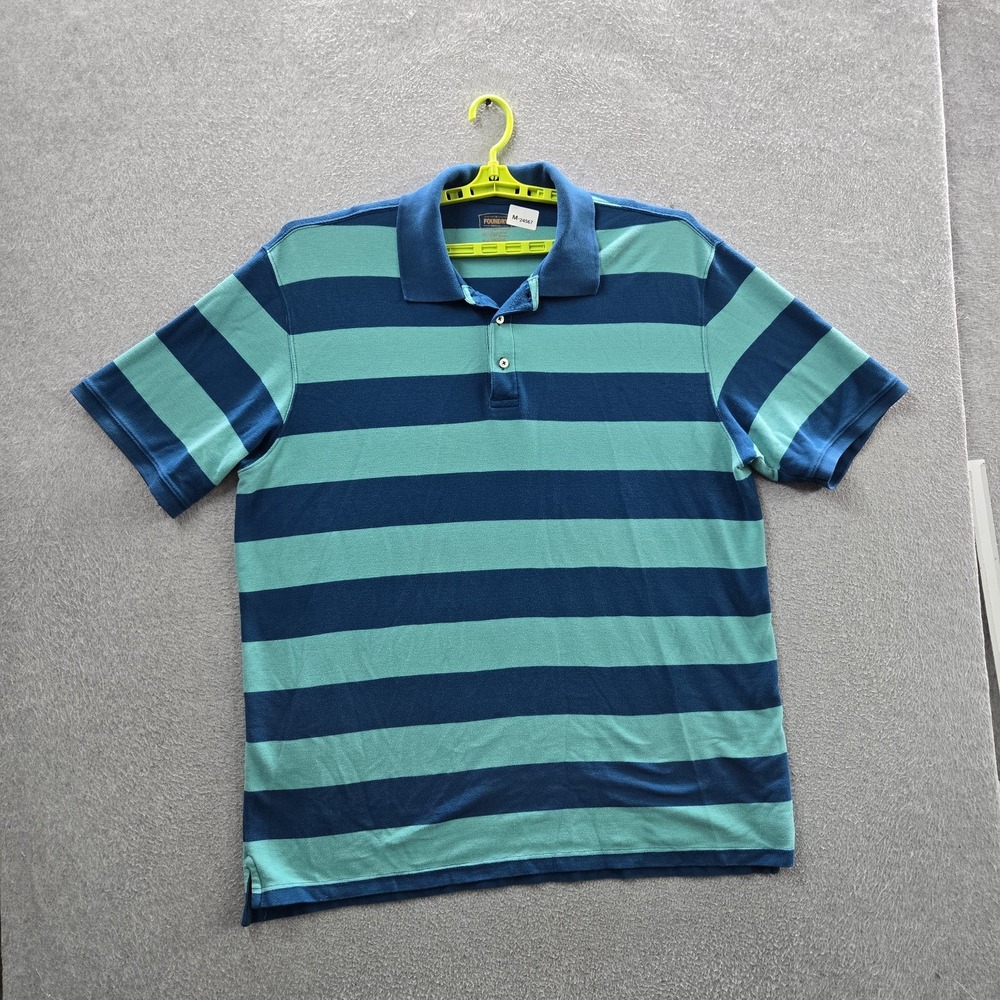 The Foundry Supply Co. Men Polo 2XLT Blue Striped Rugby Short Sleeve
